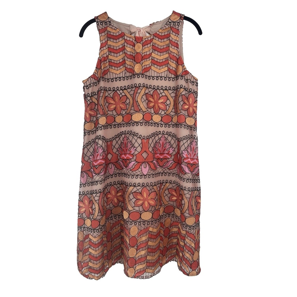 Ice Dress Size Medium Embroidered Floral Coral A-Line Derby Graduation Brunch